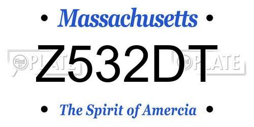 Z532DT Massachusetts License Plate