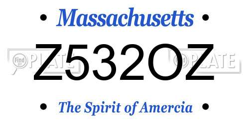 Z532OZ Massachusetts License Plate