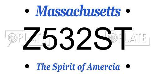 Z532ST Massachusetts License Plate