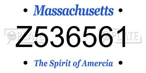 Z536561 Massachusetts License Plate