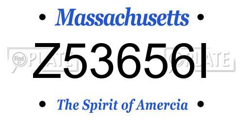 Z53656I Massachusetts License Plate