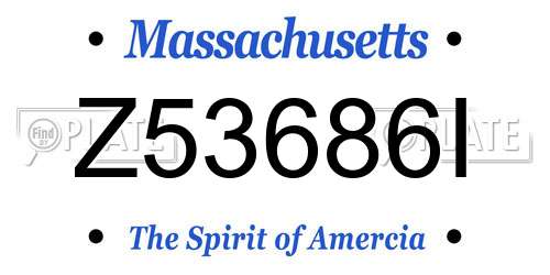 Z53686I Massachusetts License Plate