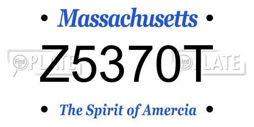 Z5370T Massachusetts License Plate