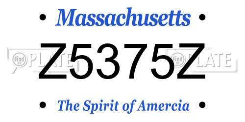 Z5375Z Massachusetts License Plate