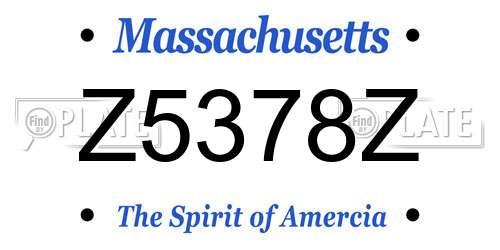 Z5378Z Massachusetts License Plate