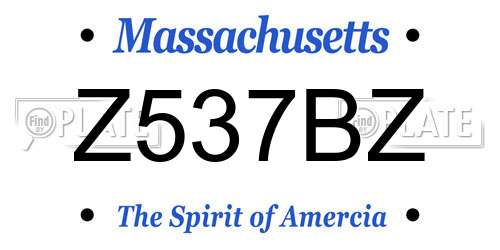 Z537BZ Massachusetts License Plate