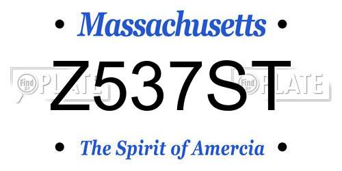 Z537ST Massachusetts License Plate