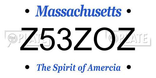 Z53ZOZ Massachusetts License Plate