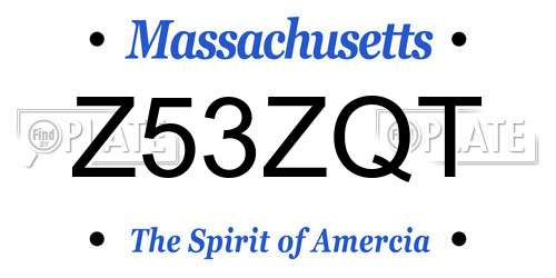 Z53ZQT Massachusetts License Plate