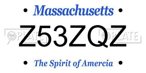 Z53ZQZ Massachusetts License Plate