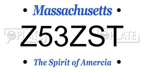 Z53ZST Massachusetts License Plate