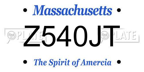 Z540JT Massachusetts License Plate