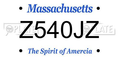 Z540JZ Massachusetts License Plate