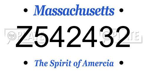 Z542432 Massachusetts License Plate