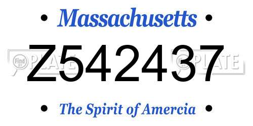 Z542437 Massachusetts License Plate