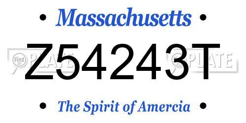 Z54243T Massachusetts License Plate