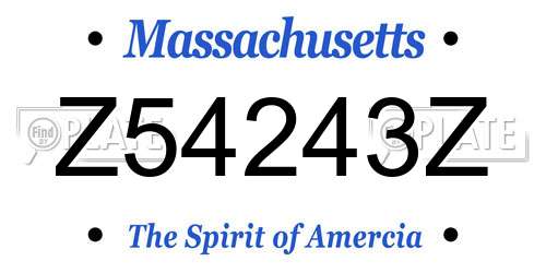 Z54243Z Massachusetts License Plate