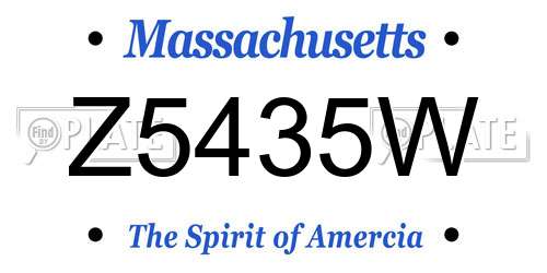 Z5435W Massachusetts License Plate