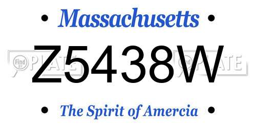 Z5438W Massachusetts License Plate