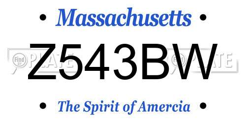 Z543BW Massachusetts License Plate