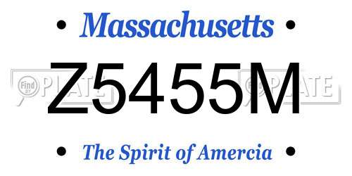 Z5455M Massachusetts License Plate