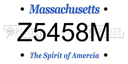 Z5458M Massachusetts License Plate