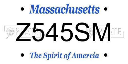 Z545SM Massachusetts License Plate