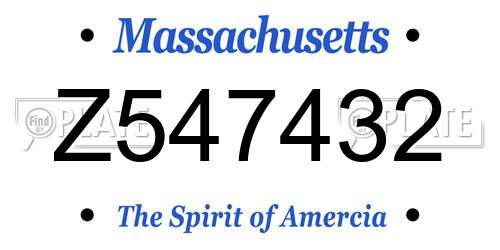Z547432 Massachusetts License Plate