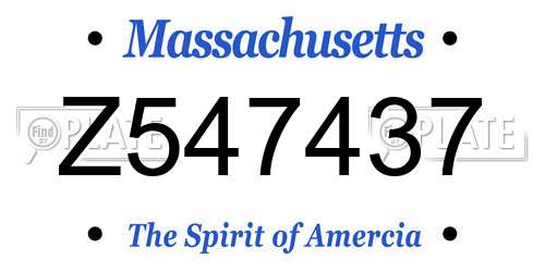 Z547437 Massachusetts License Plate