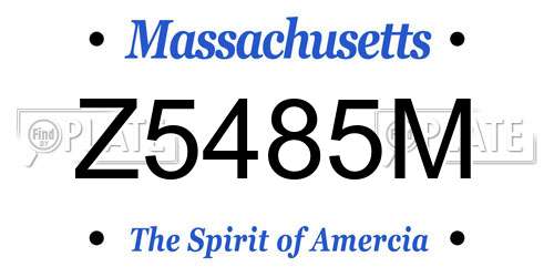 Z5485M Massachusetts License Plate