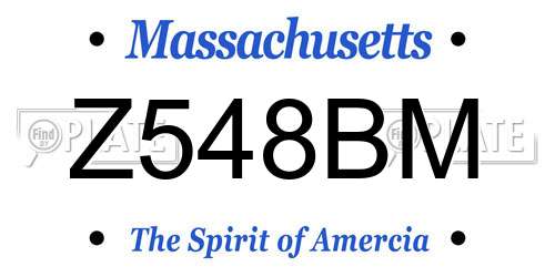 Z548BM Massachusetts License Plate