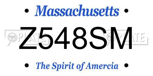 Z548SM Massachusetts License Plate