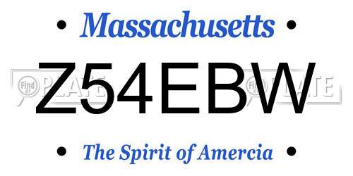 Z54EBW Massachusetts License Plate