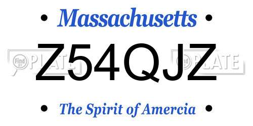 Z54QJZ Massachusetts License Plate