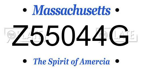 Z55044G Massachusetts License Plate