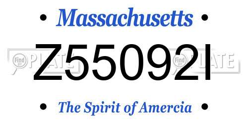Z55092I Massachusetts License Plate