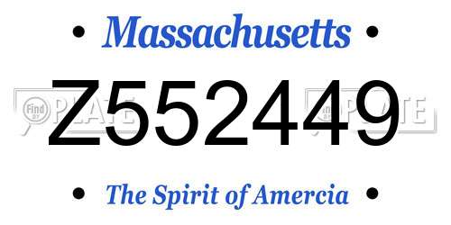 Z552449 Massachusetts License Plate