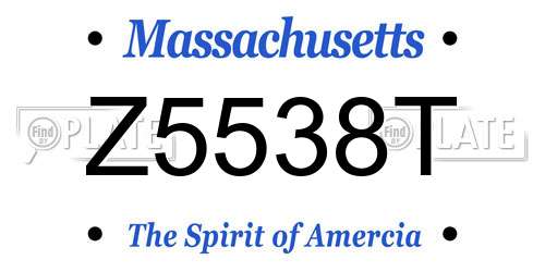 Z5538T Massachusetts License Plate
