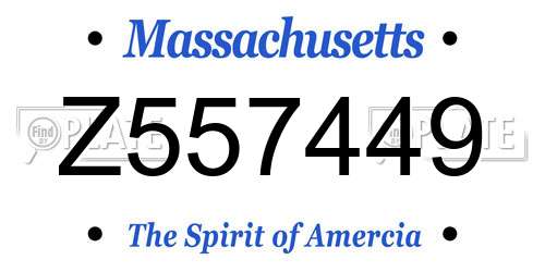 Z557449 Massachusetts License Plate