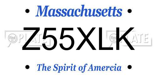 Z55XLK Massachusetts License Plate
