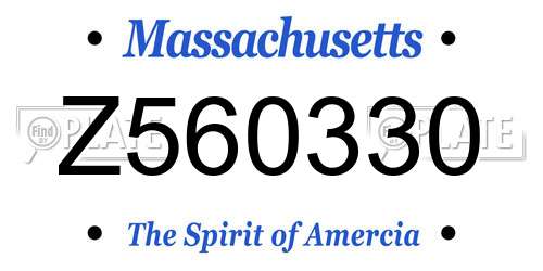 Z560330 Massachusetts License Plate