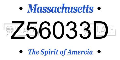 Z56033D Massachusetts License Plate