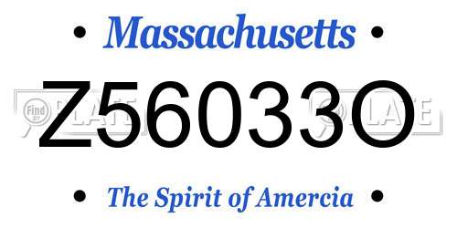 Z56033O Massachusetts License Plate