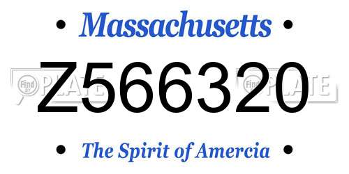 Z566320 Massachusetts License Plate