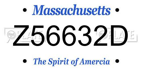 Z56632D Massachusetts License Plate