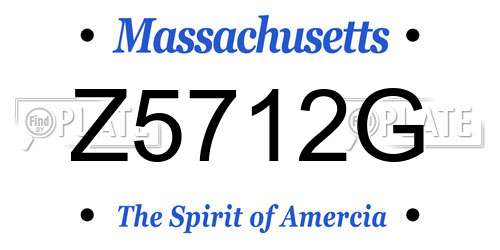 Z5712G Massachusetts License Plate