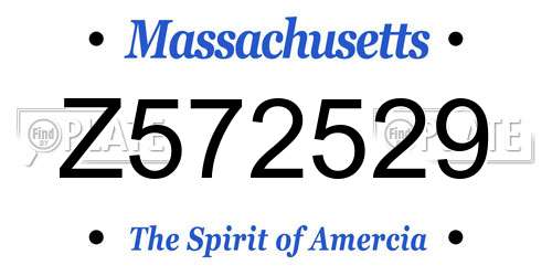 Z572529 Massachusetts License Plate