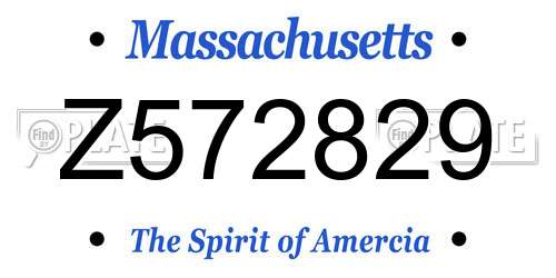 Z572829 Massachusetts License Plate