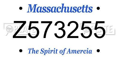Z573255 Massachusetts License Plate