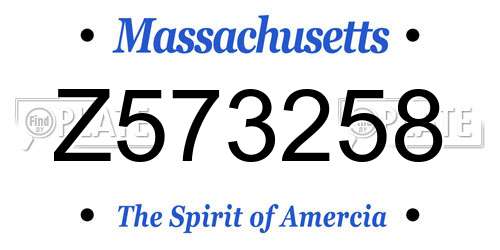 Z573258 Massachusetts License Plate